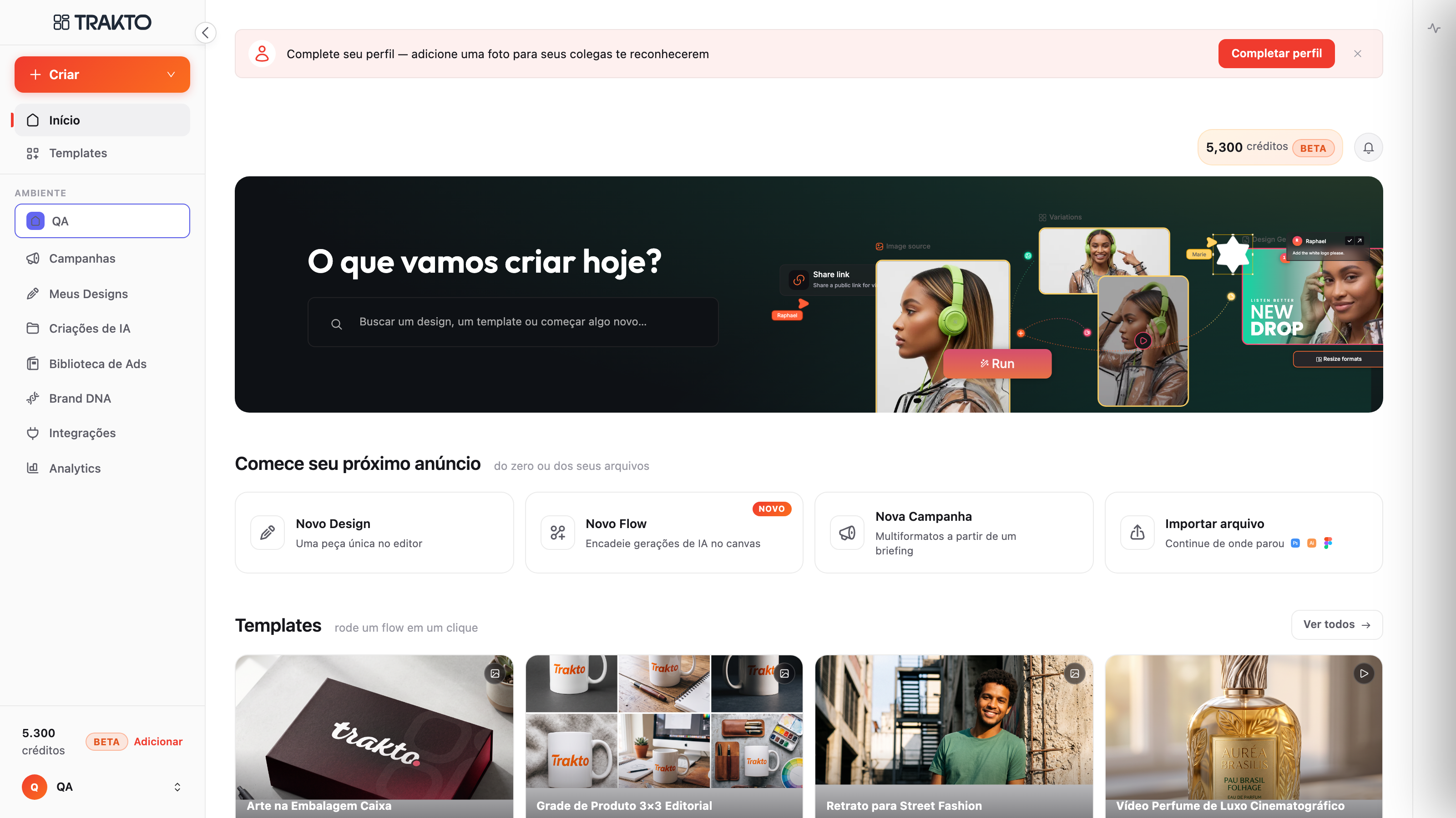 Dashboard da Trakto: o que vamos criar hoje?